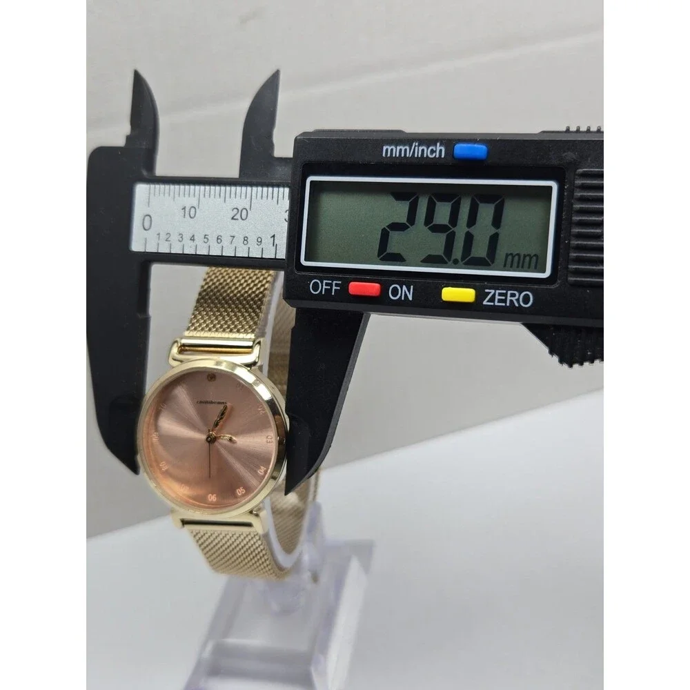 Chilli Beans Mae Natureza Womens Pink Dial Gold Tone Mesh 29mm Watch New Battery
